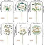 36 PCS Baby Shower Cupcake Toppers Woodland Jungle Leaf Love Welcome Baby Cupcake Picks Oh Baby Cake Decorations for Gender Reveal Baby Shower Theme Kids Boys Girls Birthday Party Supplies