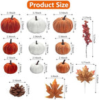 21 PCS Fall Artificial Velvet Pumpkins Set, Fake Fabric Pumpkin Faux Foam Pumpkins, Orange Khaki White Pumpkin Decorations for Fall Harvest Thanksgiving Farmhouse Table Centerpiece