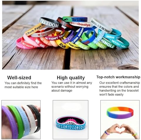 10-5000 Pcs Custom Rubber Bracelets - Personalized Silicone Wristbands Bulk with Text/Icon - Customzied Silicone Wristbands for Motivation, Events, Promotions, Party, Awareness,for Identification