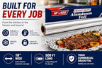 Heavy Duty Aluminum Foil Roll 18 Inch x 500 Feet, Extra Thick Commercial Grade Aluminum Foil Roll, 18x500 Foodservice Foil for Cooking, Grilling, Baking & Food Storage (1 PACK)