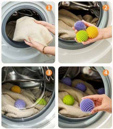 6pcs Laundry Ball, Silicone Wash Ball for Washing Machine, Lint Remover Dryer Balls, Soft Pet Fur Catcher Balls for Laundry, Reusable Home Gadgets(White/Purple)
