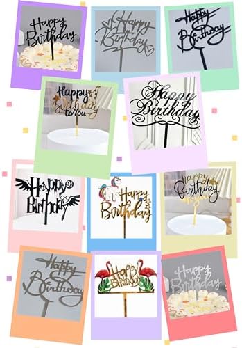 Cake Topper Colour Acrylic Unicorn With Happy Birthday Decorations Party Favor Cake Accessory Gift 2005-CL (Pack of 1)