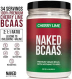 NAKED Cherry Lime BCAAs Amino Acids Powder, 100% Pure 2:1:1 Formula, Vegan Branched Chain Amino Acids, Instantized All Natural BCAA Powder Supplement - 501 Grams, 34 Servings