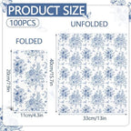 100PCS Blue Floral Napkins Disposable Hand Towels for Bathroom 3 Ply Blue and White Paper Napkins Decorative Flower Guest Napkins Chinoiserie Napkins for Wedding Bridal Shower Birthday Cocktail Party