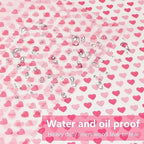MIDELONG 50PCS Wax Paper Sheets Food Wrapping Paper Greaseproof Waterproof Dry Waxed Deli Wraps Paper Sheets Non-Stick Liners Tissue for Bread Sandwich Burger,Heart Love Style