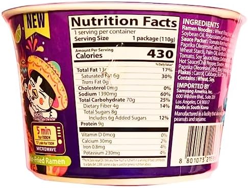 Samyang Buldak Noodles Hot Chicken Flavour Ramen Habanero Lime Big Bowl Cup 110g Instant Korean Food Snacks (Pack of 6)