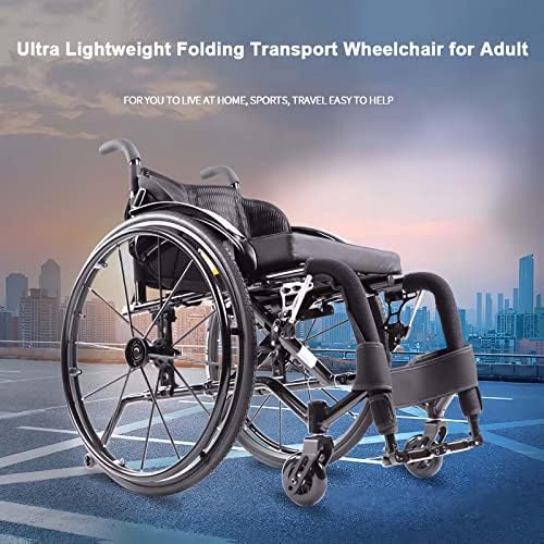 Manual Wheelchair for Adult, Ultra-Light Aluminum Alloy Transport Wheelchairs with Anti-Tipper, Portable All-Terrain Sports Leisure Wheelchair Folding Self-Propelled Manual Wheelchair for Disabled,Red