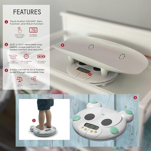 Salter Electronic Baby and Toddler Scale - Digital Infant Scale with Removable Tray, 44 lb Capacity, Hold Function and Zero Tare Feature for Accurate Weight Tracking