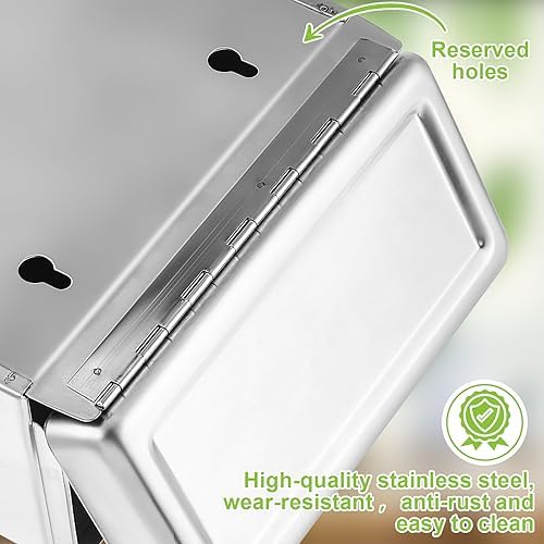 Tioncy 4 Pcs Sanitary Napkin Receptacle, Tampon Disposal Bin Wall Mounted Tampon Holder Stainless Steel Sanitary Napkin Disposal Bins for Home Office Public Restrooms Bathroom (Natural Color)