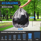 Reli. SuperValue 65 Gallon Trash Bags | 120 Count | Made in USA | Heavy Duty | Bulk | Black Multi-Use Garbage Bags