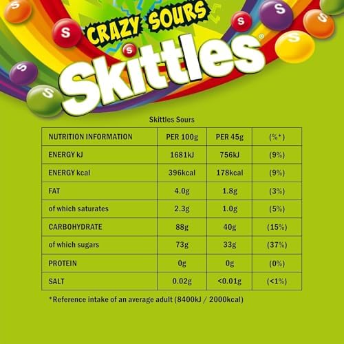 Skittles Crazy Sours Sweets Pouch 136g (Pack of 1)