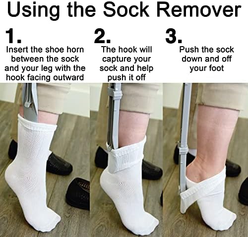 Long Handled (26") Shoe Horn and Sock Remover - Large Dressing Aid for Seniors, Elderly, Disabled - Sock Otter by Easy To Use Products