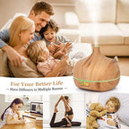 Essential Oil Diffuser Aromatherapy Diffusers: 550ml Ultrasonic Cool Mist Large Aroma Scent Essential Oils Diffuser Waterless Shut Off for Bedroom Home Office Living Room Wood Grain