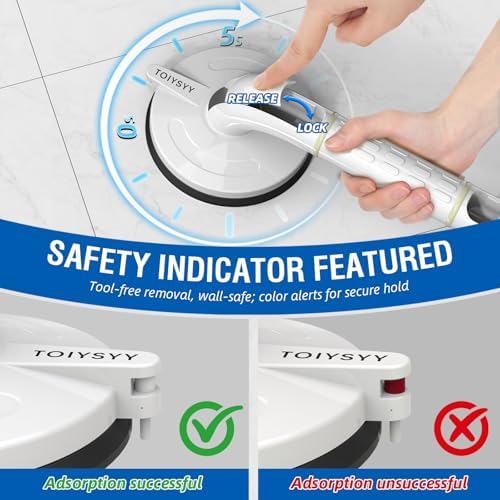 Grab Bars for Bathtubs & Showers 2 Pack, 265lbs Shower Grab Bars for Seniors with Safety Indicator, Night Glow, 15 Inch No-Drilling Heavy Duty Shower Handles for Elderly Suction