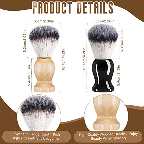 2 Pack Men Shaving Brush, Soap Synthetic Hair Tool & wet Shave Using Cream with Hard Wood Handle Synthetic Travel Paint Brush for Men Valentine Gifts Hair Salon Tool Home(Brown, Black,stylish)