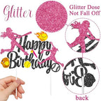 Softball Black Happy Birthday Cake Topper Softball Birthday Party Decoration Softball Themed Party Cake Topper for Girls Softball Baby Shower Decoration Sport Party Supplies
