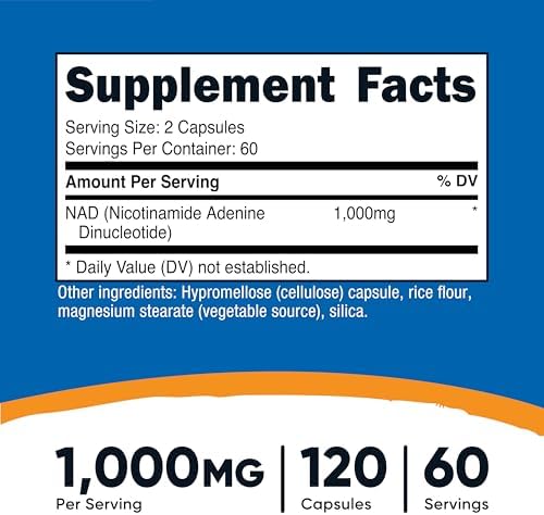 Nutricost NAD+ Supplement 1,000mg per Serving,120 Capsules (Nicotinamide Adenine Dinucleotide) - 60 Servings, Gluten-Free, Vegan