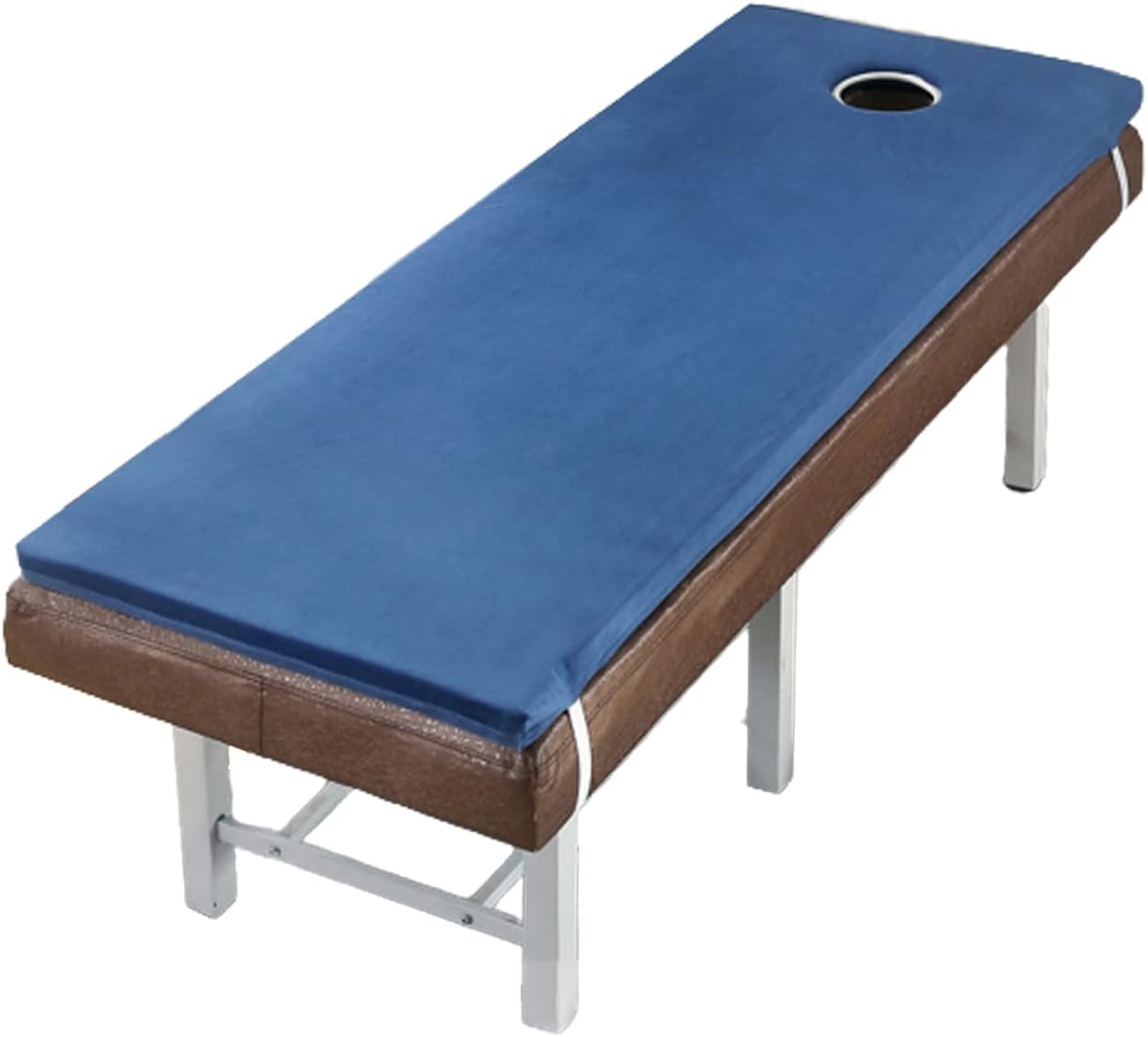 KKCD Plush Beauty Massage Bed Cover Round Head Lash Bed Cushion Topper Spa Bed Mattress Sponge Pad with Elastic Bands Massage Table Mattress Protector with Face Breath Hole,Navy 3cm,75x190cm