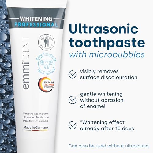 Emmi-dent Ultrasonic Toothpaste with Nano-Bubbles - Whitening with Fluoride, Extra Fresh Flavor, New Formulation, Made in Germany.