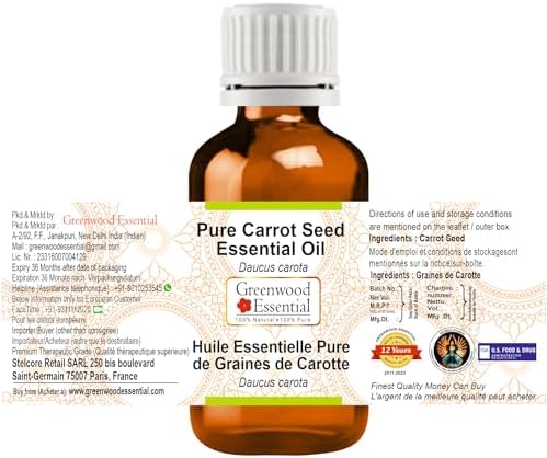 Greenwood Essential Pure Carrot Seed Essential Oil (Daucus carota) Steam Distilled 50ml (1.69 oz)