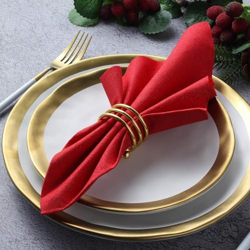 LEKOCH 50-Pack Premium Airlaid Napkins & Guest Towels - 16x16 Inch Large Linen-Feel Disposable Paper | Ultra Soft, Absorbent & Cloth-Like | For Dinner, Wedding, Party, Kitchen, Bathroom(Red)