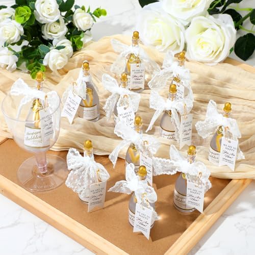 20 Pcs Mini Champagne Bottle Bubble Bulk for Wedding Favors Champagne Bottle Shaped Bubbles Set with Ribbons and Cards Champagne Bottles for Shower Guests Bridal Gifts