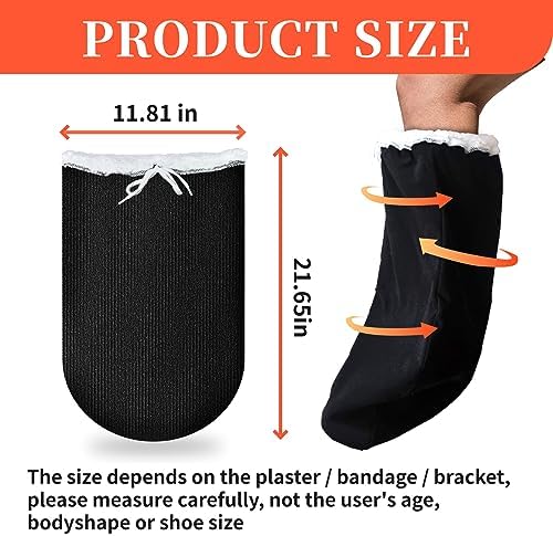 Adjustable Drawstring Plaster Sock Cover, Extended Double-layer Thick Fleece, Suitable for Plaster Ankle After Injury To Keep Warm, 1 Pcs