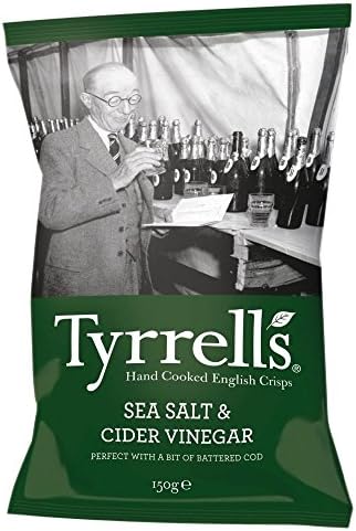 Tyrrells Hand Cooked English Crisps - Sea Salt & Cider Vinegar (150g) - Pack of 2
