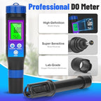 Smart Dissolved Oxygen Tester for Aquarium Digital Dissolved Oxygen Meter with Portable DO Probe Large Test Range 0.0-20mg/L Dissolved Oxygen Test Kit for Water Hydroponics, Ponds, Aquaculture