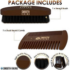 Smooth Viking Beard Brush & Comb Gift Set for Men - Natural Boar Bristle Hair Brush & Wooden Comb, Boar Brush for Facial Hair Styling, Grooming & Beard Shaping Tool, Men Hair Products - Brown