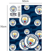 Manchester City FC Wrapping Paper 2 sheets 2 tags, Manchester City Football Gift Wrap