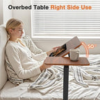 Sweetcrispy Small Standing Desk Rolling Table Adjustable Height, Laptop Mobile Stand with Wheels, Portable Computer Workstation with Tiltable Desktop for Teacher Classroom Home Office, Brown