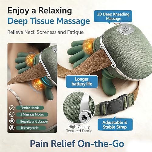 Neck Massager with Heat – Ultimate Neck and Shoulder Massager for Relaxation, Portable USB Charging, Realistic Massage Sensation, 4D Masajeador de Espalda y Cuello para Alivio de Tensión y Dolor