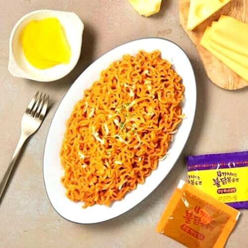 Samyang Buldak Spicy Ramen,Hot Chicken Ramen,Korean Stir-Fried Instant Noodle,Quattro Cheese Flavor,1 Bag with 5 Pack