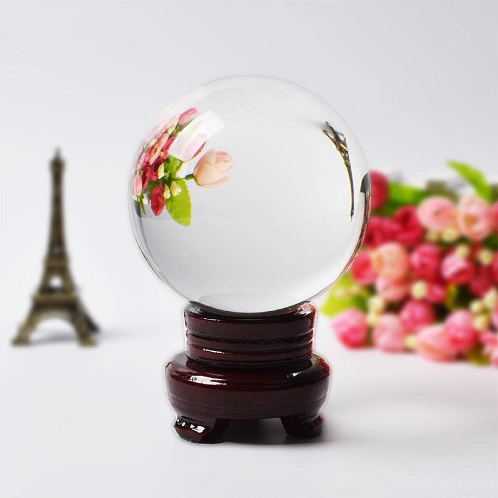 10CM Photography Crystal Ball Sphere Quartz Transparent Glass Ball Ornament Home Decor Gift-with Wood Base_10 cm
