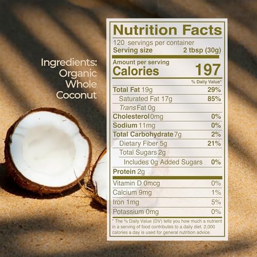 Kevala Organic Coconut Butter - Nutritious Addition to Baking and Cooking, Made in USA, Creamy Spread for Toasts and Desserts, Ingredient for Homemade Skincare and Haircare Cosmetics, Bulk Size, 8 lb