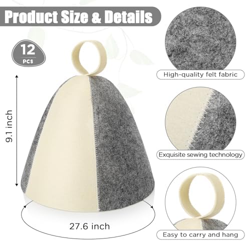 Jiuguva 12 Pcs Sauna Hats Wool Russian Cap Vaporarium Hat Banya Sauna Cap for Women Shower Accessories