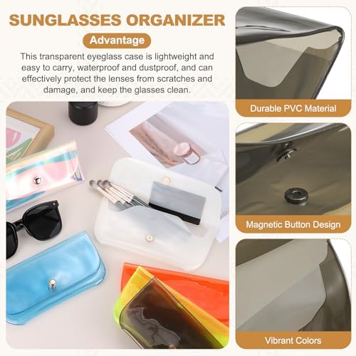 PATIKIL Sunglasses Case, Transparent Eyeglass Pouch Organizer Clear Plastic Glasses Hard Shell for Women Men Sunglasses