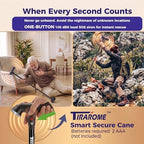 Walking Cane for Men & Women, 3-in-1 Folding Cane with Alarm and Light, Adjustable, Collapsible Walking Stick for Seniors Balance with a Second Handle