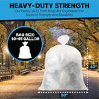 60-65 Gallon Clear Trash Bags | 50 Count | Large Clear Plastic Bags for Recycling, Garbage, and Commercial Use – Fits 60 Gallon and 65 Gallon Cans