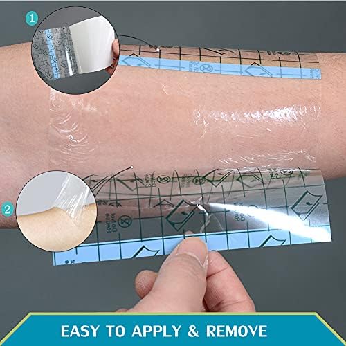 50pcs Showerproof Transparent Adhesive Film Dressings Clear Wound Bandages Protectors for Shower Tatoo Burns Abdominal C Section After Back Hip Knee Surgery 4 x 4 Inch