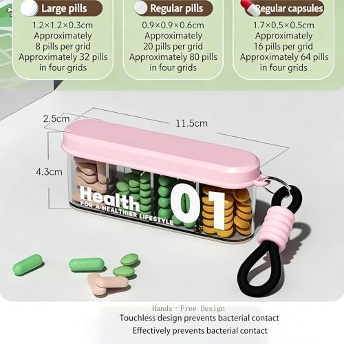2 Pack Small Pill Box, Travel Pill Organizer, Travel Medication Holder Dispenser Case Kit, Daily Portable Medicine Vitamin Container