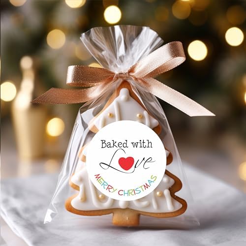2" Round Snowman Christmas Stickers, Holiday Gift Labels, Merry Christmas Cookies Labels, Happy Holidays Favor - Set of 40 Stickers (Bake w/Love)