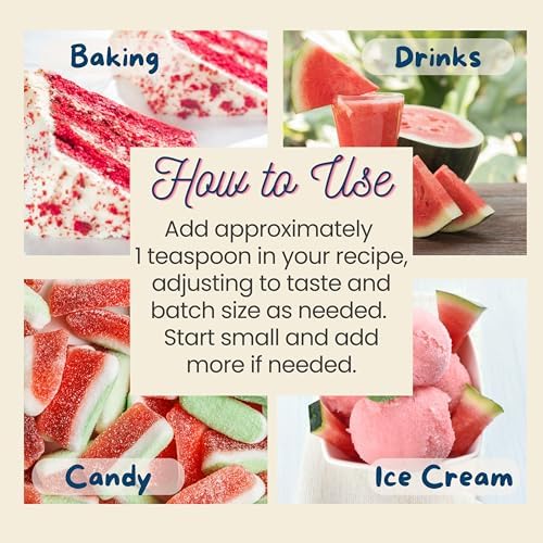 Natural Watermelon Extract for Baking, Ice Cream, Drinks and Candy - 2 Oz - Harvest Moon Delights - Watermelon Flavoring, Flavor