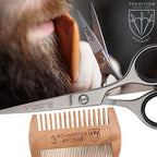 3 Swords Germany – professional BEARD MUSTACHE HAIR SCISSORS with BEARD COMB, stainless steel, straight blade, sharp, with black case