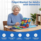 Fidget Blanket for Adults with Dementia, Alzheimer's Sensory Activities for Seniors, Autistic Children Fidget Toys & Toddler Busy Board, Gifts for People with Dementia, Gift for Mother's Day