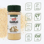 Badia Organic Garlic Powder, 3 oz – Premium Garlic Powder, Freshly Ground & Flavorful