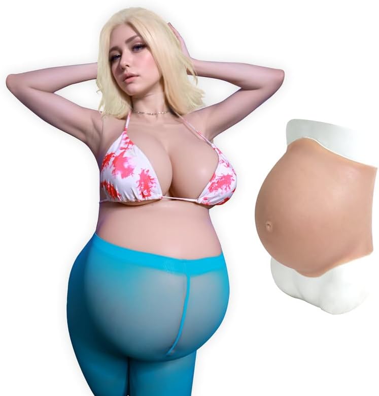 ROANYER Silicone Fake Pregnant Belly Realistic Twins Baby Bump False Pregnancy 5-9 Month for Film Props Cosplay Costumes