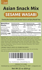 Rice Crackers Mix with Wasabi Peas, Crunchy Coated Peanuts, Cracker Nuts, Japanese Peanuts, Resealable Bag, 22 oz