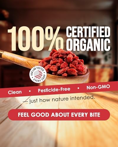 Nutrient Elements Goji Berries – 2 lb/32 oz – USDA Organic, Raw, Sun-Dried, Hand-Picked – Extra Large Dried Berries – Resealable Bag – Naturally Grown, No Additives